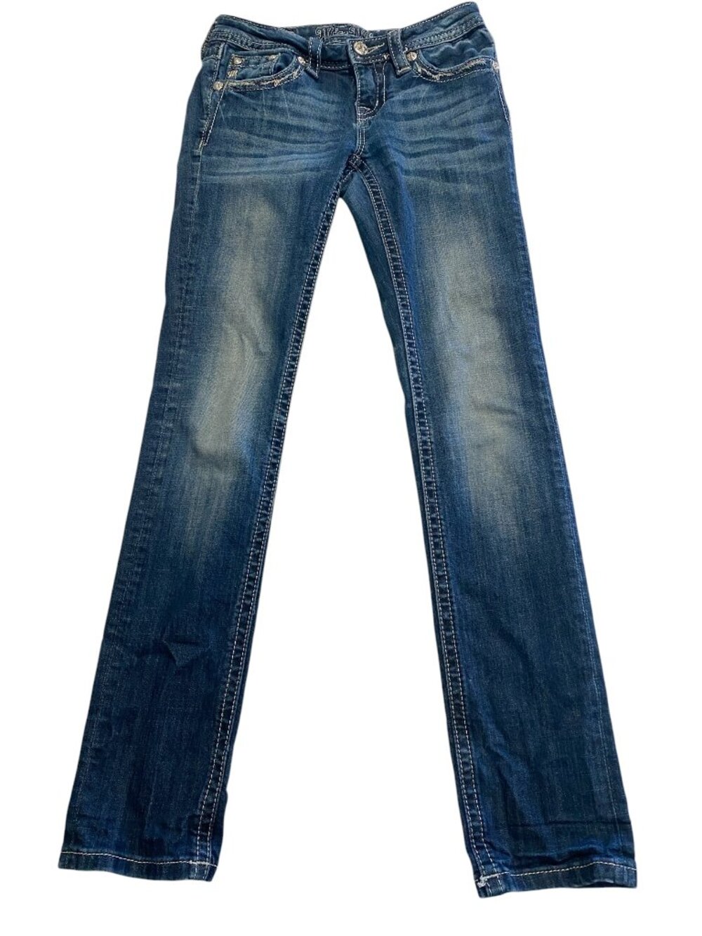Miss Me Skinny Jeans Girls 14 Blue Embellished Style JK8185s #161T